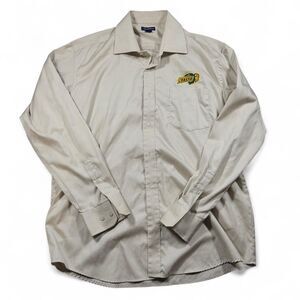NDSU Bison Embroidered Dress Shirt Beige Long Sleeve XL